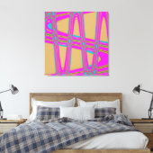 Modern Abstract blauw, warm roze golfpatroon Canvas Afdruk (Insitu (Slaapkamer))