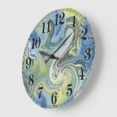 Modern Abstract Blauw Water Grote Klok (Hoek)