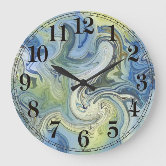 Modern Abstract Blauw Water Grote Klok (Voorkant)