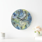 Modern Abstract Blauw Water Grote Klok (Huis)