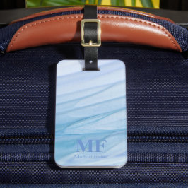Modern Abstract blauw Waterverf patroon - Monogram Bagagelabel