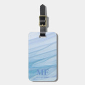 Modern Abstract blauw Waterverf patroon - Monogram Bagagelabel (Voorkant verticaal)