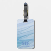 Modern Abstract blauw Waterverf patroon - Monogram Bagagelabel (Achterkant verticaal)