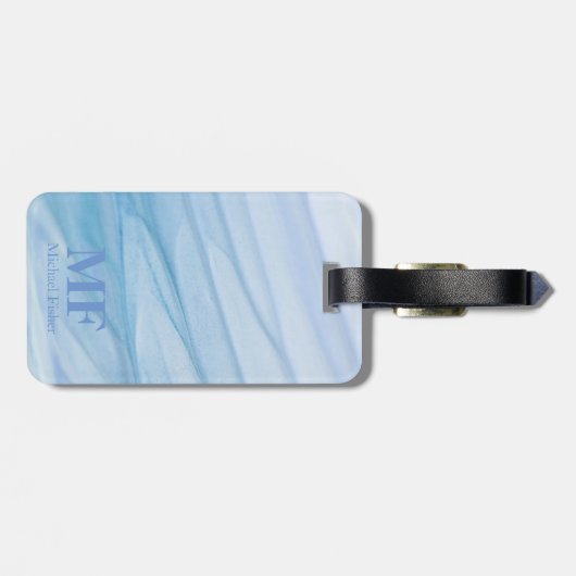 Modern Abstract blauw Waterverf patroon - Monogram Bagagelabel (Achterkant horizontaal)