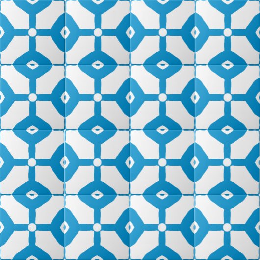 Modern Abstract Blauw Wit Blokken Stippen Patroon Tegeltje