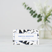 Modern Abstract blauw zwart driehoekspatroon Visitekaartje (Staand voorkant)