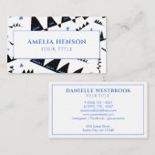 Modern Abstract blauw zwart driehoekspatroon Visitekaartje (Voorkant / Achterkant)