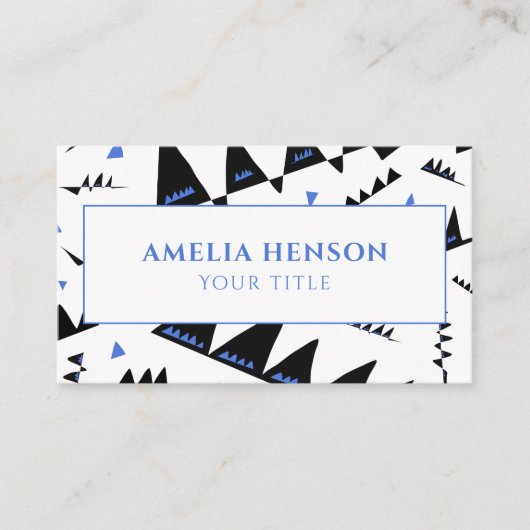 Modern Abstract blauw zwart driehoekspatroon Visitekaartje (Voorkant)