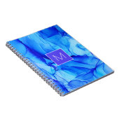 Modern Abstract blauw zwart monogram schilderen Notitieboek (Rechterzijde)