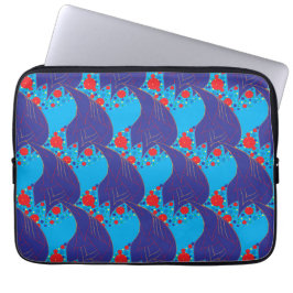Modern abstract BLAUWE en rode Regenboog druppels  Laptop Sleeve