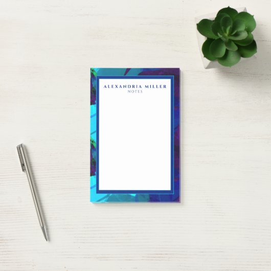 Modern Abstract Blauwe Turquoise & Paars Post-it® Notes (Kantoor)