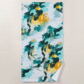 Modern Abstract Blauwgroen en geel gekleurd design Strandlaken (Voorkant)