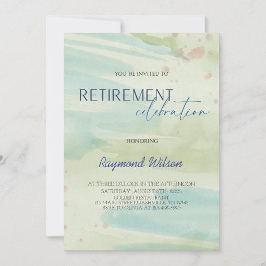 Modern Abstract Blob Retirement Party Kaart (Voorkant)