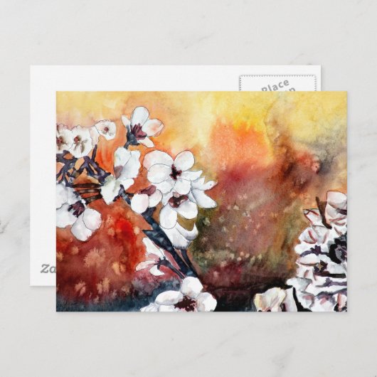 modern abstract bloemenaziatisch - oosterse kunsts briefkaart (Voorkant / Achterkant)