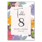 Modern Abstract Bloemenbruiloft Tafelnummer (Achterkant)