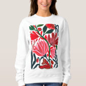 Modern abstract bloemig kleurrijk dames sweatshirt (Voorkant)