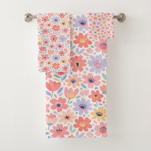 Modern Abstract Bloemmotief Bad Handdoek (Insitu)