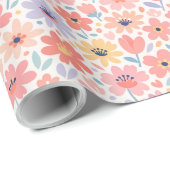 Modern Abstract Bloemmotief Cadeaupapier (Rol Hoek)