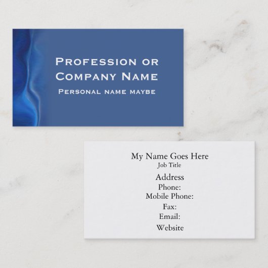 Modern Abstract Blue Border -- Business/Profession Visitekaartje (Voorkant / Achterkant)