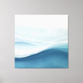 Modern Abstract Blue Calm Serene Waves Canvas Afdruk (Voorkant)