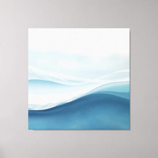 Modern Abstract Blue Calm Serene Waves Canvas Afdruk (Voorkant)