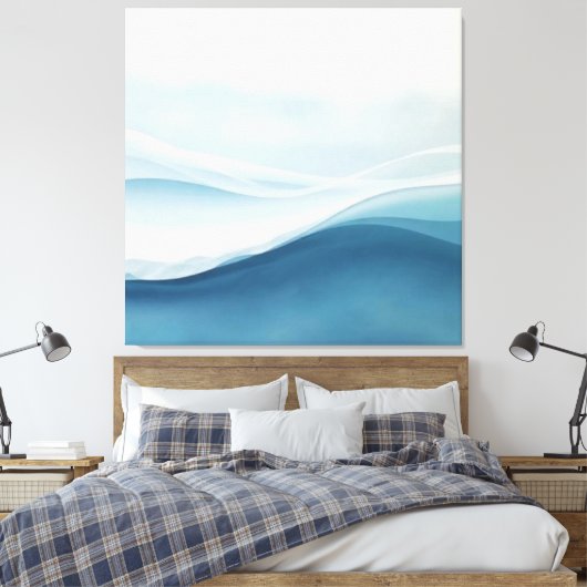 Modern Abstract Blue Calm Serene Waves Canvas Afdruk (Insitu (Slaapkamer))