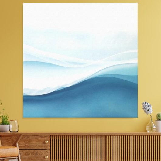 Modern Abstract Blue Calm Serene Waves Canvas Afdruk (Insitu (Woonkamer))