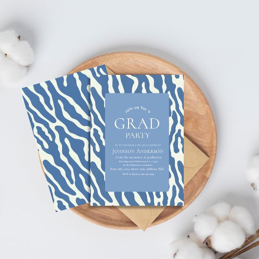 Modern abstract Blue & Cream Pattern graduation Kaart