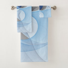 Modern Abstract Blue Gray Fractal Art Graphic Bad Handdoek