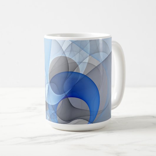 Modern Abstract Blue Gray Fractal Art Graphic Koffiemok (Voorkant rechts)