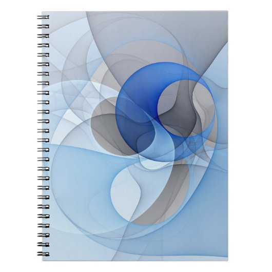 Modern Abstract Blue Gray Fractal Art Graphic Notitieboek (Voorkant)