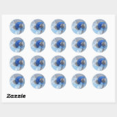 Modern Abstract Blue Gray Fractal Art Graphic Ronde Sticker (Vel)