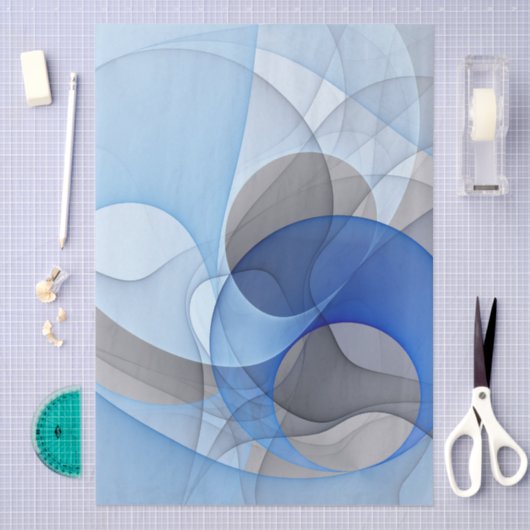 Modern Abstract Blue Gray Fractal Art Graphic Tissuepapier (Craft)