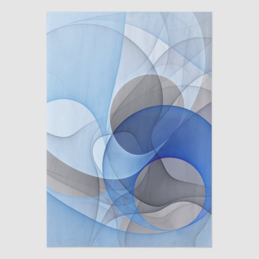 Modern Abstract Blue Gray Fractal Art Graphic Tissuepapier (Voorkant)