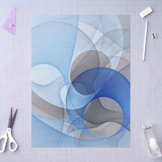 Modern Abstract Blue Gray Fractal Art Graphic Tissuepapier (Craft)