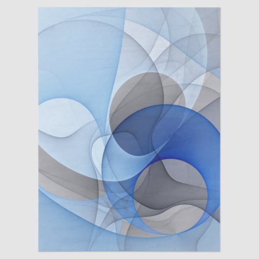 Modern Abstract Blue Gray Fractal Art Graphic Tissuepapier (Voorkant)