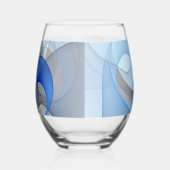 Modern Abstract Blue Gray Fractal Art Graphic Wijnglas Zonder Voet (Links)