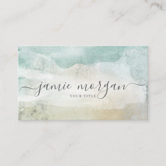 Modern Abstract Blue Green Watercolor Shapes Visitekaartje (Voorkant)