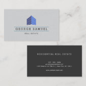 Modern Abstract Blue Home Logo Realtor Ash Black Visitekaartje (Voorkant / Achterkant)