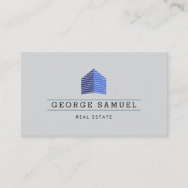 Modern Abstract Blue Home Logo Realtor Ash Black Visitekaartje