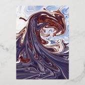 Modern Abstract Blue Wave Sky Chic Silver Wedding Folie Uitnodiging (Achterkant)