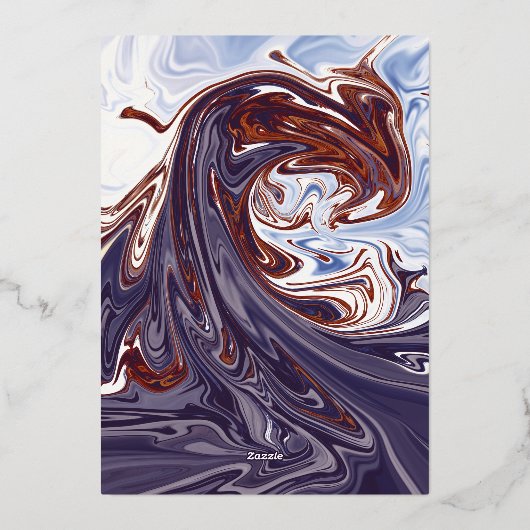 Modern Abstract Blue Wave Sky Chic Silver Wedding Folie Uitnodiging (Achterkant)