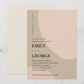 MODERN ABSTRACT BLUSH PEACH PINK VERLOVING INVITE BEDANKKAART (Voorkant / Achterkant)