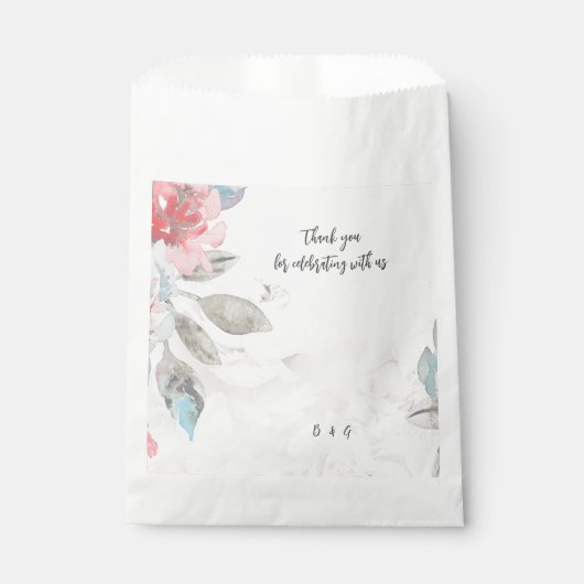 Modern Abstract Blush Roos & Wildflower Wedding Bedankzakje (Voorkant)