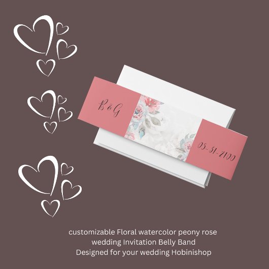 Modern Abstract Blush Roos & Wildflower Wedding Uitnodigingen Wikkel