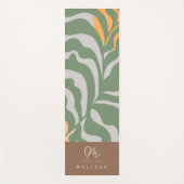 Modern Abstract Boho Groen Grijs Bruin Monogram Yogamat (Voorkant)