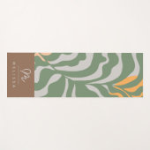 Modern Abstract Boho Groen Grijs Bruin Monogram Yogamat (Voorkant (horizontaal))