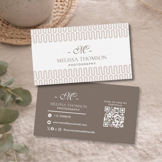 Modern Abstract Boho Neutraal Beige Professioneel  Visitekaartje