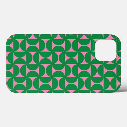 Modern Abstract Bos Groen & Roze Mid Century Case-Mate iPhone Case (Achterkant (horizontaal))