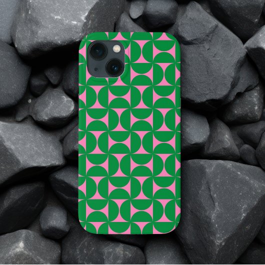 Modern Abstract Bos Groen & Roze Mid Century Case-Mate iPhone Case